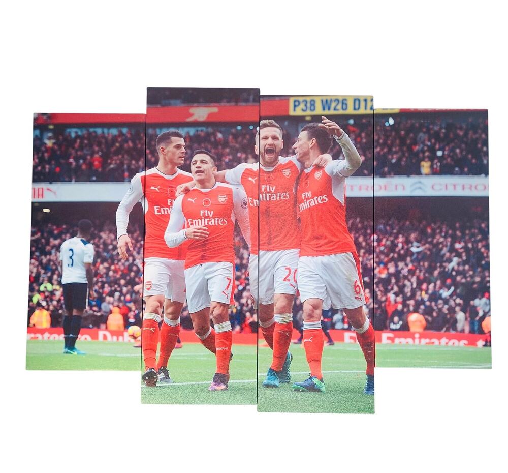 ARSENAL Futbol Club 4 Piece Canvas Wrap Photo Premier League Emirates Soccer EUC